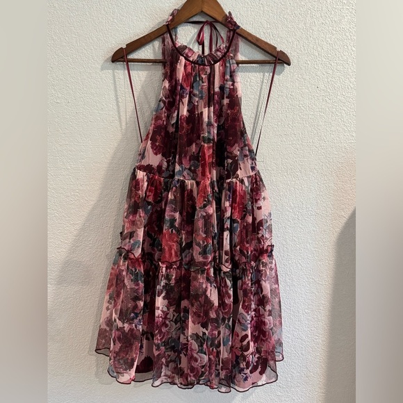 Vici Women’s Sable Petals Halter Babydoll Mini Dress Size M - Picture 3 of 4